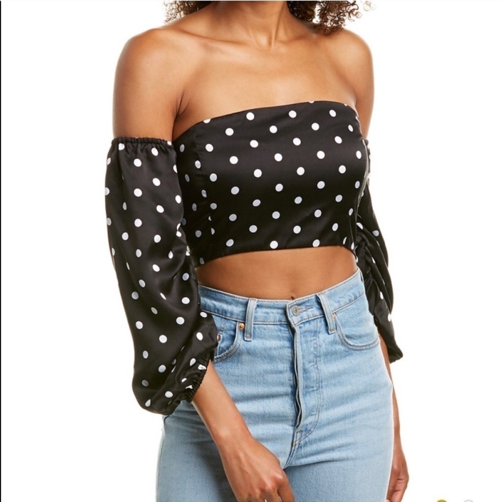NWT Cami nyc Misha cropped shoulder polka dot silk top XXS - Picture 4 of 9